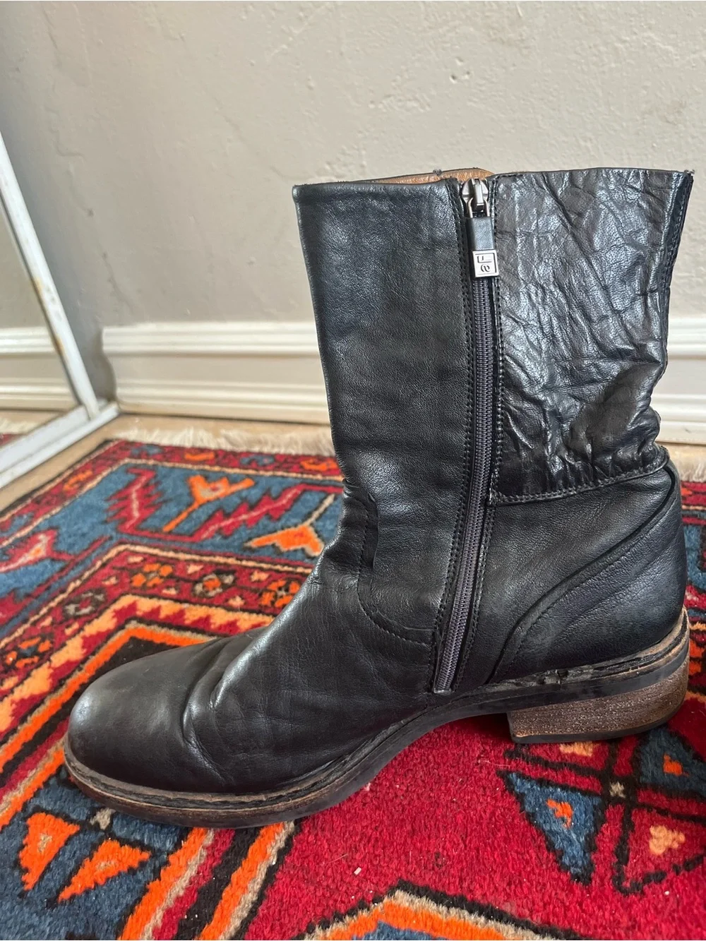 Alberto Fermani Italian Leather Mid-Calf Zip Boots